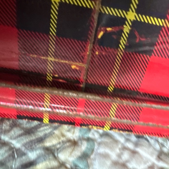 Vtg 1960s Red Plaid Metal Lunch Box - Aladdin/Thermos Co. Retro Americana Decor - Picture 3 of 8